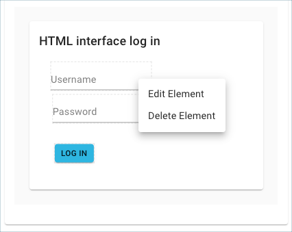 Right-click menu edit delete options for HTML elements