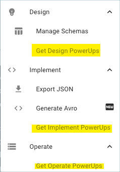 Get PowerUps menu links for Design