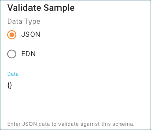 Validate a data sample against the schema